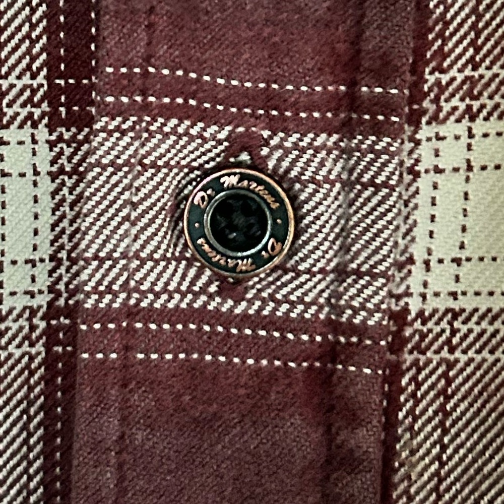Dr. Martens Burgundy And White Plaid Casual Button Down Shirt View 5